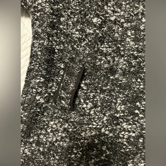 Sandro Paris Petite Bouclé Jacket Black White Trimmed Coat - Picture 7 of 9